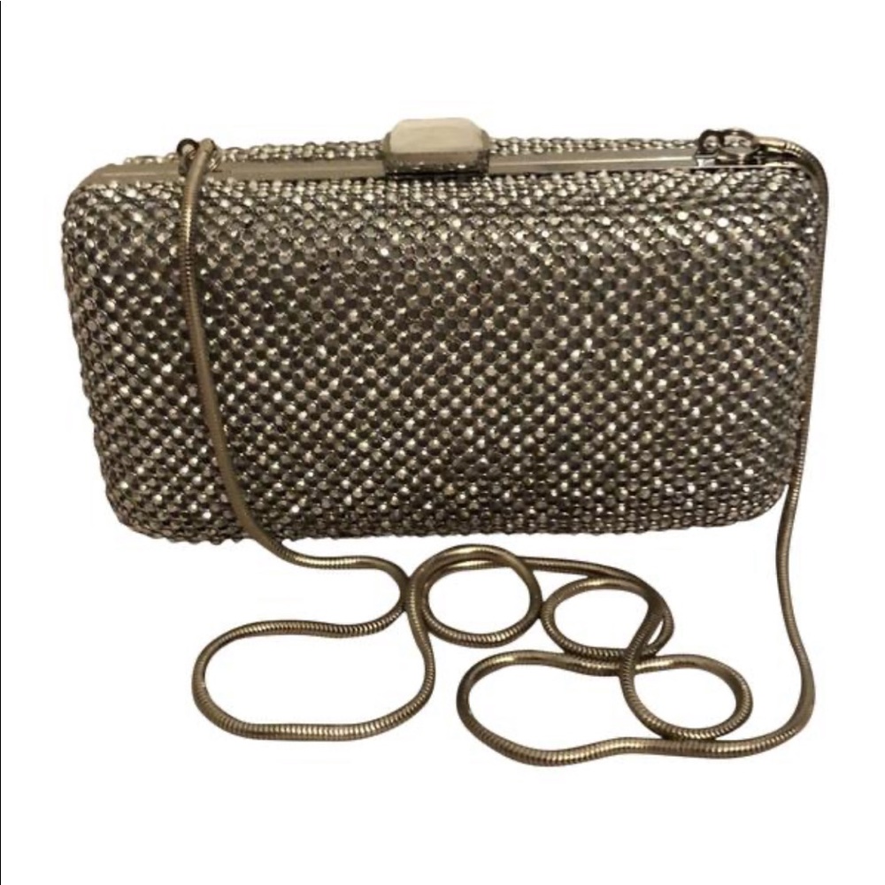 Sondra Roberts Silver Box Rhinestone Clutch